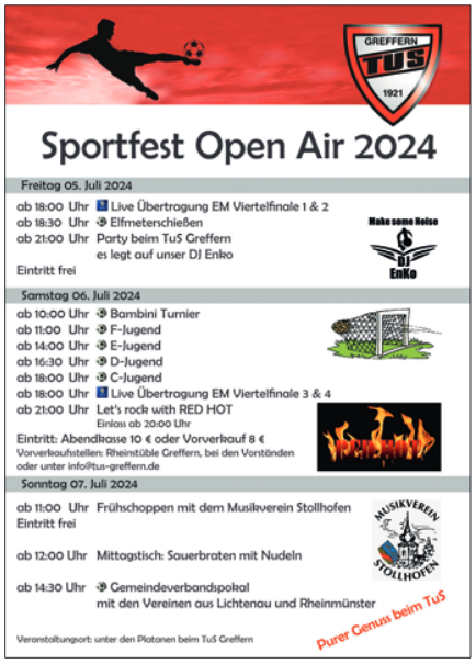 TUS Greffern Plakat Sportfest 2024