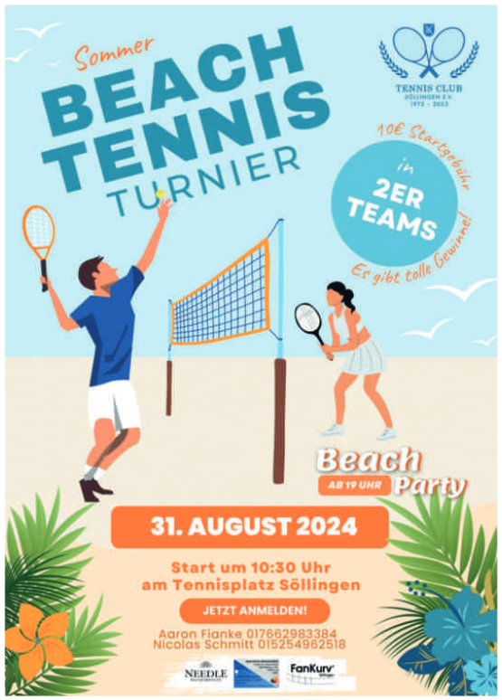 Plakat Beach Tennis Turnier Tennisclub Söllingen