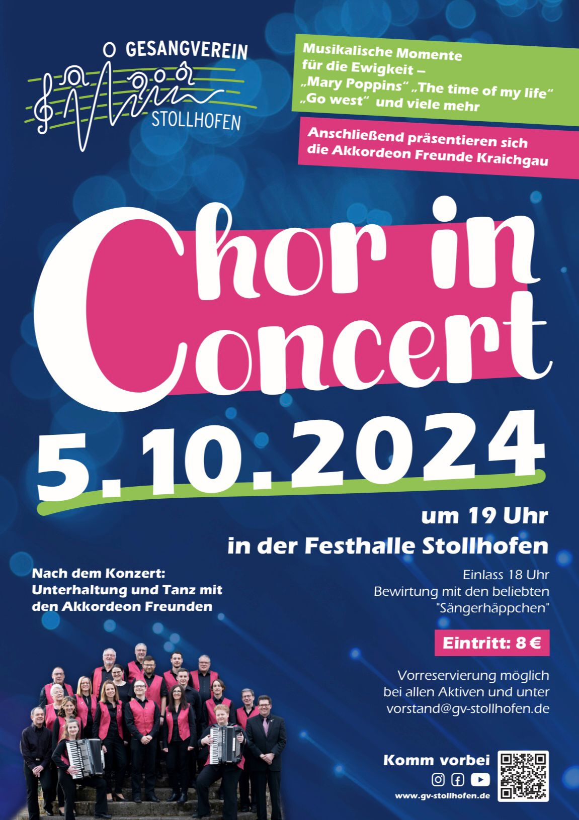 Plakatwerbung für Chor in Concert am 5.10.2024 in der Festhalle Stollhofen